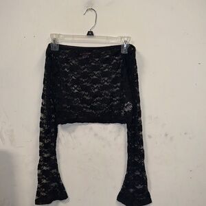 Edikted Black Sheer Lace Crop Top